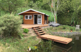 Hochwertiger Terrassenbau mit Holz, Naturstein, Betonpflasterstein und WPC